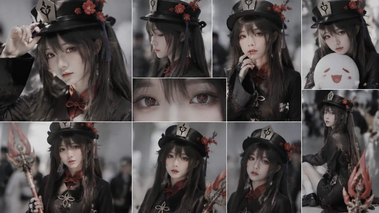 多宫格漫展写真 原神胡桃cosplay
